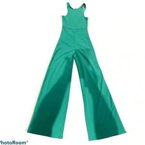 Revamped Fashion green white trim wide legs palazzo jump suit  Sz S